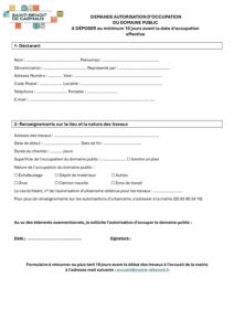 Formulaire occupation Domaine Public travaux