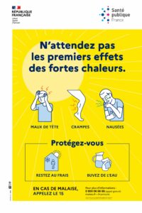 affiche de prévention sur les symptômes des fortes chaleurs